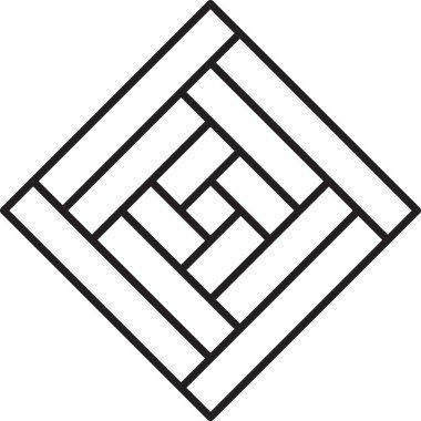 Moda ve arka planda izole edilmiş minimal biçimdeki soyut kare logo illüstrasyonu