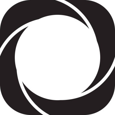 Moda ve arka planda izole edilmiş asgari tarzda daire illüstrasyonlu soyut kare logosu