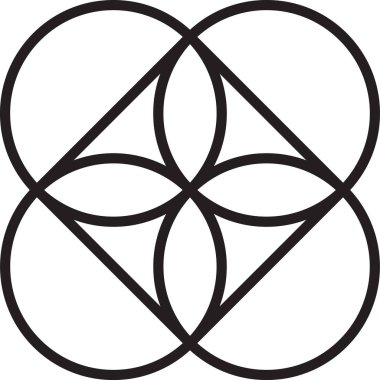 Arka planda izole edilmiş modaya uygun ve asgari tarzda dört taç yaprağı logosu çizimi