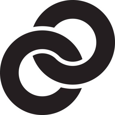 Arka planda izole edilmiş modaya uygun ve minimal biçimde çapraz daire logosu çizimi