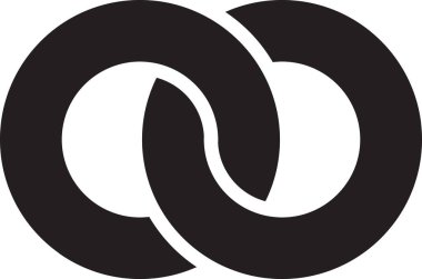 Arka planda izole edilmiş modaya uygun ve minimal biçimde çapraz daire logosu çizimi