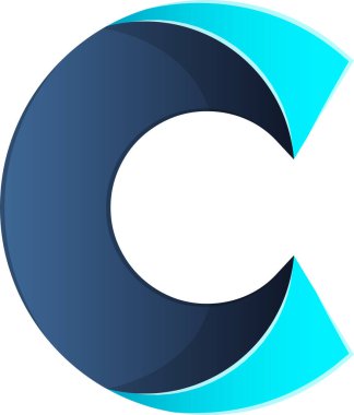 Arka planda izole edilmiş modaya uygun ve minimal biçimdeki C harfi logo illüstrasyonu