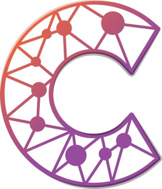 Arka planda izole edilmiş modaya uygun ve minimal biçimdeki C harfi logo illüstrasyonu