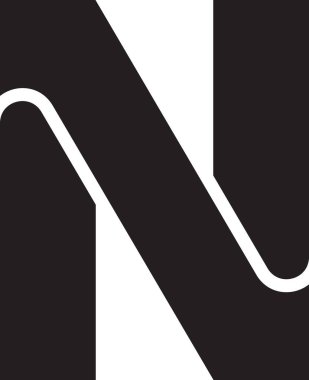 Arka planda izole edilmiş modaya uygun ve minimal biçimdeki N harfi logo illüstrasyonu