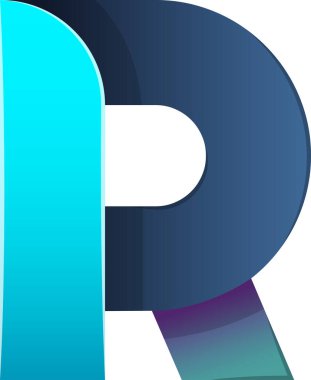 Arka planda izole edilmiş modaya uygun ve minimal biçimdeki R harfi logo illüstrasyonu