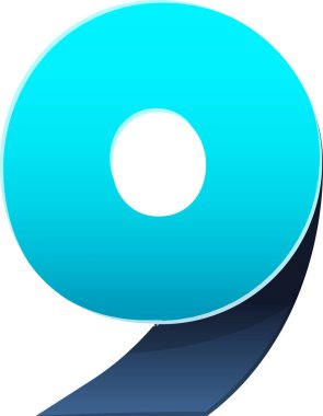 Arka planda izole edilmiş modaya uygun ve minimal tarzda 9 harfli logo illüstrasyonu