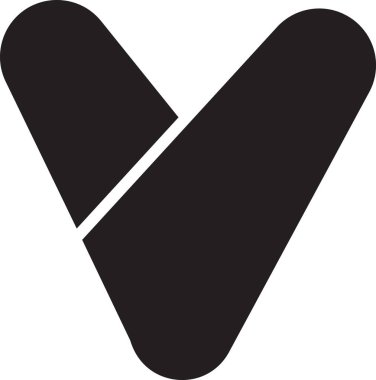 Arka planda izole edilmiş modaya uygun ve minimal biçimdeki V harfi logo illüstrasyonu