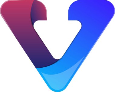 Arka planda izole edilmiş modaya uygun ve minimal biçimdeki V harfi logo illüstrasyonu