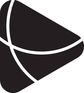 Arka planda izole edilmiş modaya uygun ve minimal biçimdeki soyut çalma düğmesi logosu illüstrasyonu