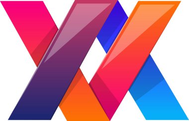 Moda ve arka planda izole edilmiş minimal biçimdeki soyut katlama logosu illüstrasyonu