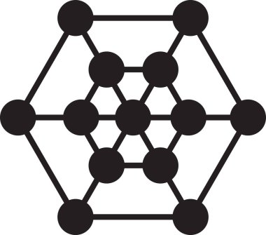 Arkaplanda izole edilmiş modaya uygun ve minimal biçimde soyut altıgen logosu ve bağlantı illüstrasyonu