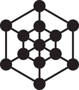 Arkaplanda izole edilmiş modaya uygun ve minimal biçimde soyut altıgen logosu ve bağlantı illüstrasyonu