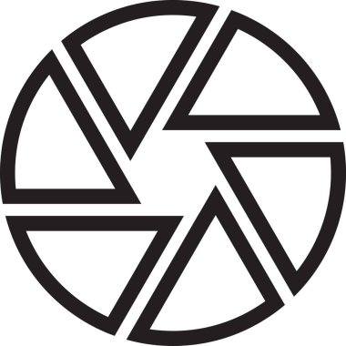 Moda ve arka planda izole edilmiş asgari tarzda soyut kamera deklanşör logosu illüstrasyonu