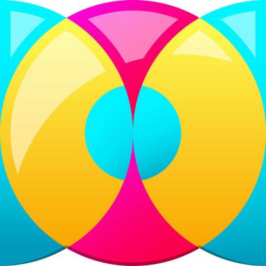 Arka planda izole edilmiş modaya uygun ve minimal biçimde soyut çakışan daire logosu resimlemesi