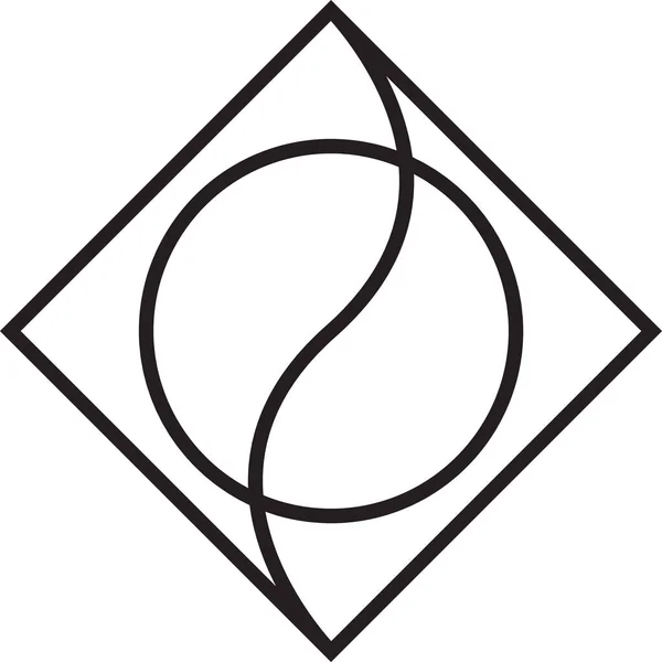 Logo Carré Abstrait Avec Illustration Cercle Dans Style Tendance Minimal — Image vectorielle