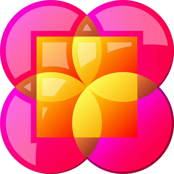 Streszczenie Cztery Płatek Kwiat Logo Ilustracja Modnym Minimalnym Stylu Izolowane — Wektor stockowy