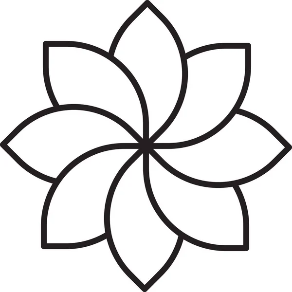 要約背景に孤立した流行と最小限のスタイルで8花弁の花のロゴイラスト — ストックベクタ