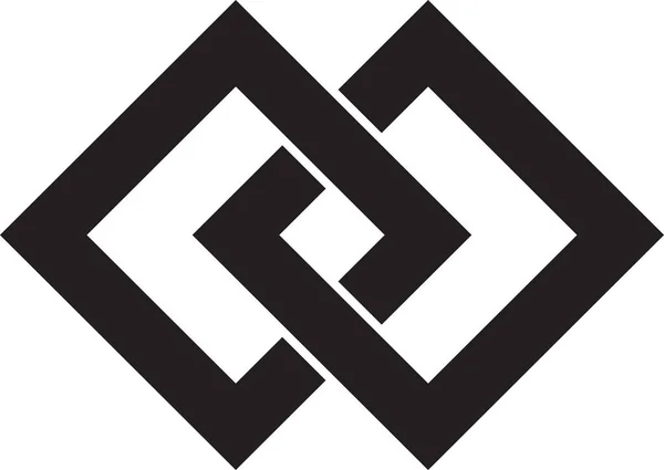 Streszczenie Skrzyżowane Kwadratowe Logo Ilustracji Modnym Minimalnym Stylu Izolowane Tle — Wektor stockowy