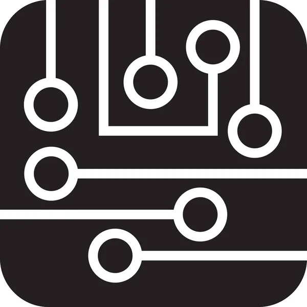 Illustration Abstraite Logo Carré Carte Circuits Imprimés Dans Style Tendance — Image vectorielle