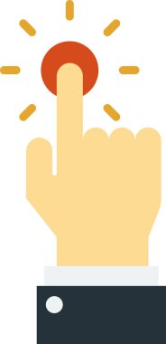 arkaplanda izole edilmiş minimal biçimdeki düğme illüstrasyonlu işaret parmağı