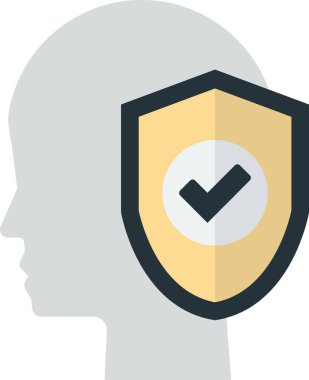 Arka planda en az düzeyde izole edilmiş insan başı ve kalkan illüstrasyonu