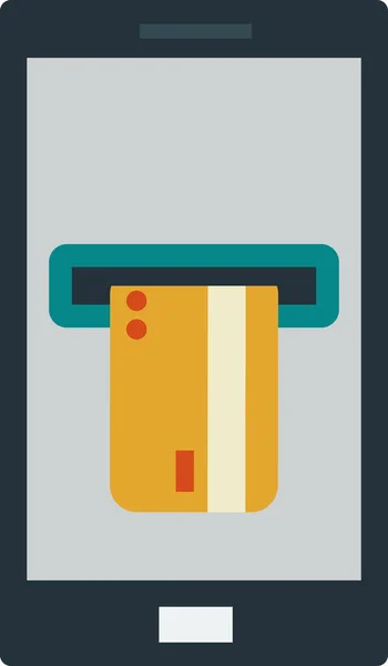 Illustration Von Geldautomaten Und Smartphones Minimalistischem Stil Isoliert Auf Hintergrund — Stockvektor