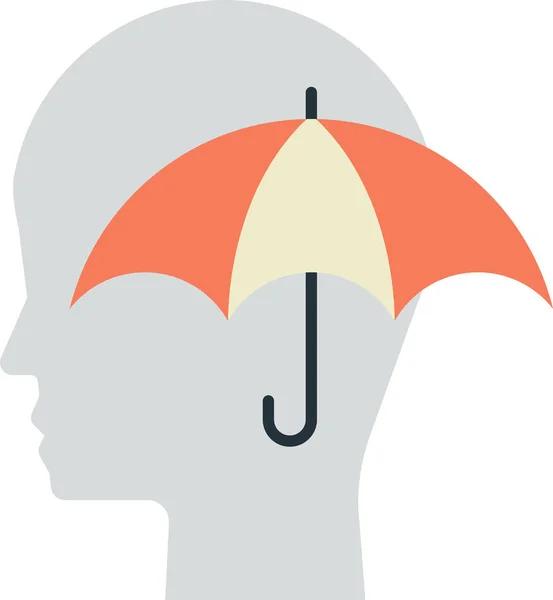 Human Head Umbrella Illustration Minimal Style Isolated Background — Stock Vector