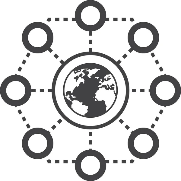 Globus Połączenie Ilustracja Minimalnym Stylu Izolowane Tle — Wektor stockowy