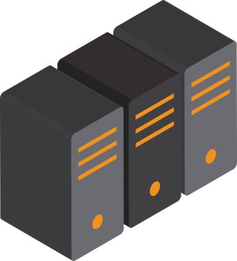 Arkaplanda izole edilmiş 3B izometrik biçiminde sunucular ve Depolama illüstrasyonu