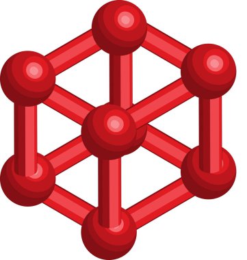 Arkaplanda izole edilmiş 3 boyutlu izometrik tarzda atom ve moleküller çizimi