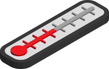 Arkaplanda izole edilmiş 3 boyutlu hastane illüstrasyonu için termometre