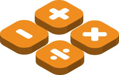 Artı eksi bölme düğmesi resimlemesi 3B izometrik biçiminde arkaplanda izole