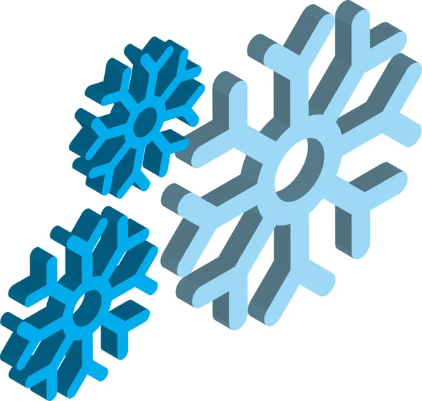 Ilustración Copos Nieve Nieve Estilo Isométrico Aislado Sobre Fondo — Vector de stock