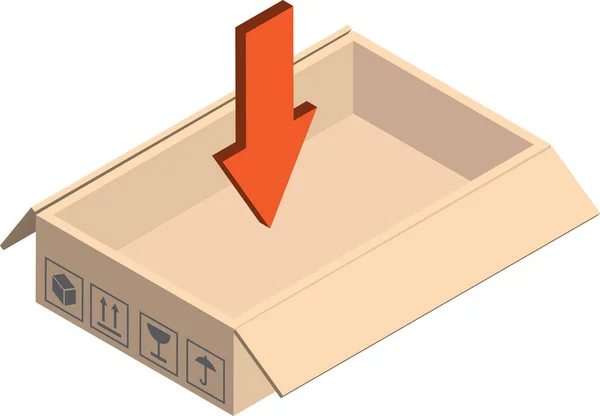 Caixa Correio Aberta Seta Para Baixo Ilustração Estilo Isométrico Isolado —  Vetores de Stock
