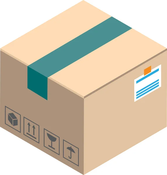 Paket Box Illustration Isometrisk Stil Isolerad Bakgrund — Stock vektor