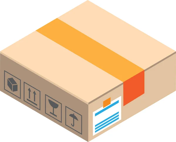 Paket Box Illustration Isometrisk Stil Isolerad Bakgrund — Stock vektor