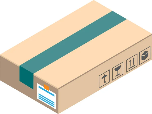 Ilustración Caja Paquete Estilo Isométrico Aislado Sobre Fondo — Vector de stock