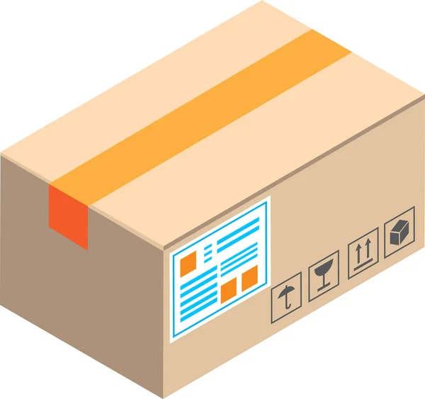 Ilustración Caja Paquete Estilo Isométrico Aislado Sobre Fondo — Vector de stock