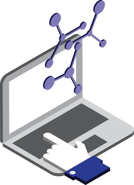 Laptop Ilustracja Połączenia Stylu Izometrycznym Izolowane Tle — Wektor stockowy