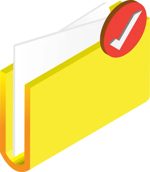 Folder Checkmark Ilustração Estilo Isométrico Isolado Fundo — Vetor de Stock
