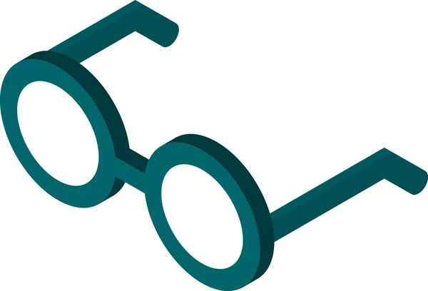 背景に孤立した3Dアイソメトリックスタイルで描かれた丸いメガネのイラスト — ストックベクタ