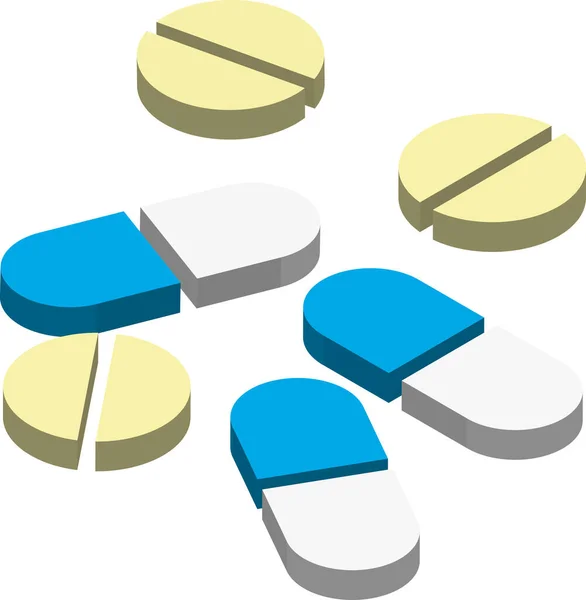 Illustration Pilules Capsules Style Isométrique Isolé Sur Fond — Image vectorielle