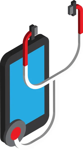Smartphone Und Stethoskop Illustration Isometrischen Stil Isoliert Auf Dem Hintergrund — Stockvektor