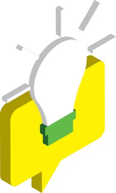 konuşma baloncukları ve ampuller resimleme 3 boyutlu izometrik biçiminde arkaplanda izole