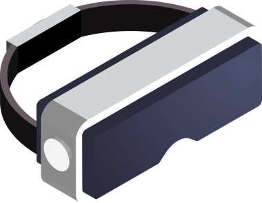 Arka planda 3 boyutlu izometrik VR gözlük çizimi izole edildi
