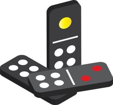 Oyun illüstrasyonu için Dominolar arka planda izole edilmiş 3B izometrik biçimle