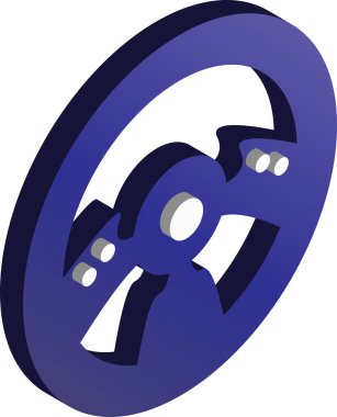 Sürüş oyunları için direksiyon çizimi için arka planda izole edilmiş üç boyutlu izometrik stil