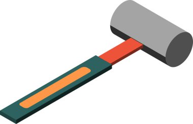 Arkaplanda izole edilmiş 3 boyutlu çekiç çizimi