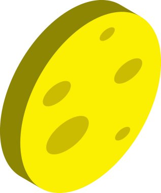 Arka planda izole edilmiş üç boyutlu izometrik biçimdeki dolunay çizimi