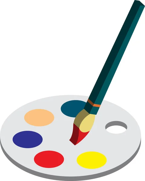 Paintbrush Palette Illustration Isometric Style Isolated Background — Stock Vector